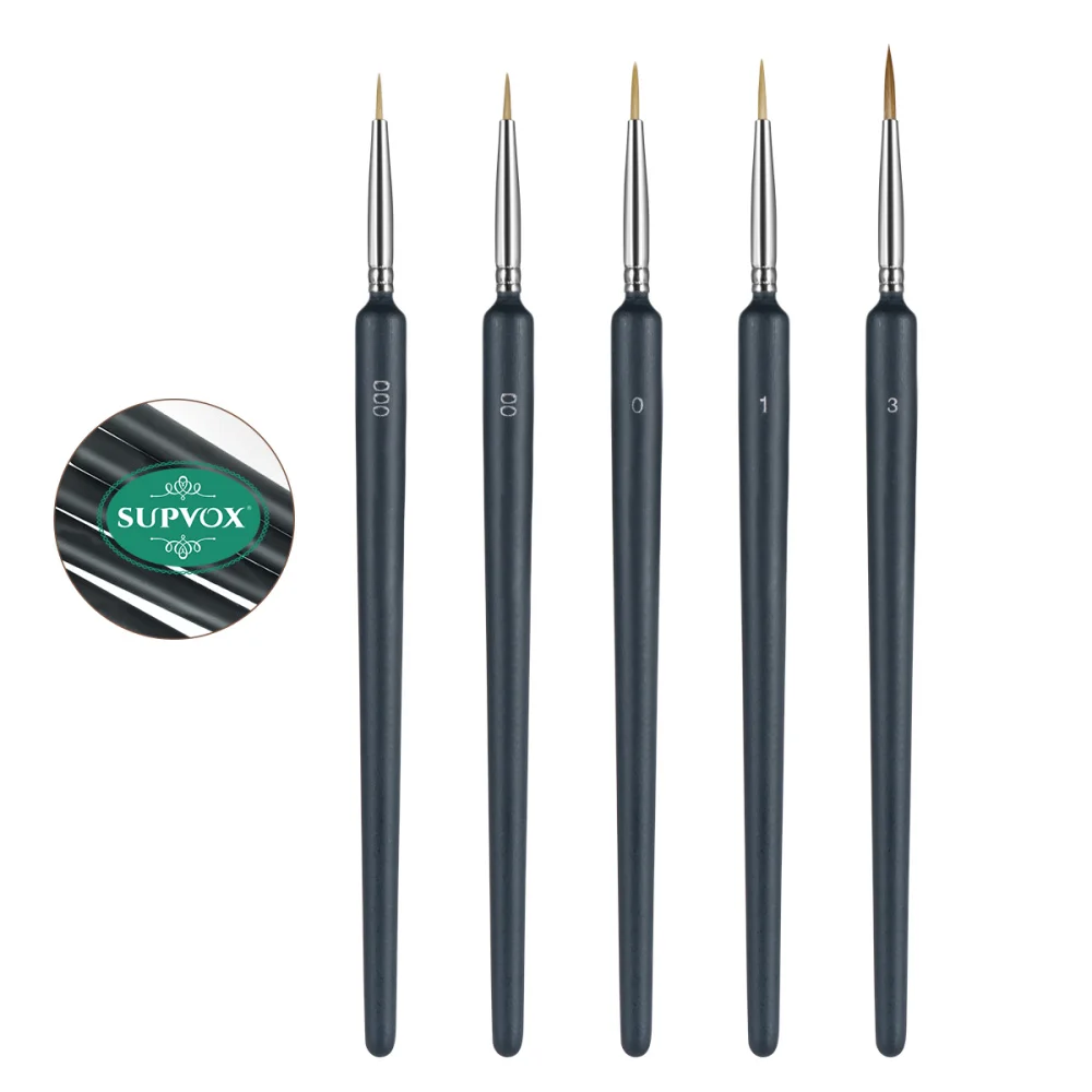 

SUPVOX 5pcs Professional Wolf Fine Tip Detail Art Paint Brush Set Fine Detailing Painting Drawing (000+00+0+1+3)