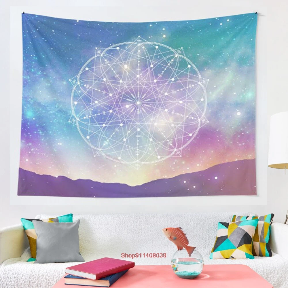 

Sacred Geometry Interconnected tapestry Wall Hanging Hand Hippie Moon Wolf Witchcraft Decoration Decor Tapestry Wall Blanket