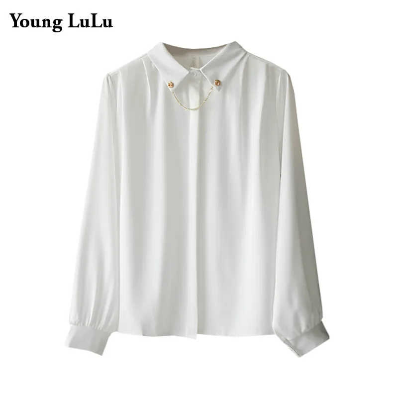 Женские рубашки и блузки с металлической цепочкой новые корейские белые