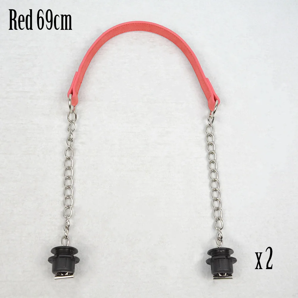 red huntfun 1 пара нубук плоский серебряный короткий толстый одна цепь с застежка от черные винты для Obag O ручки для сумок для женщин сумка - Цвет: red