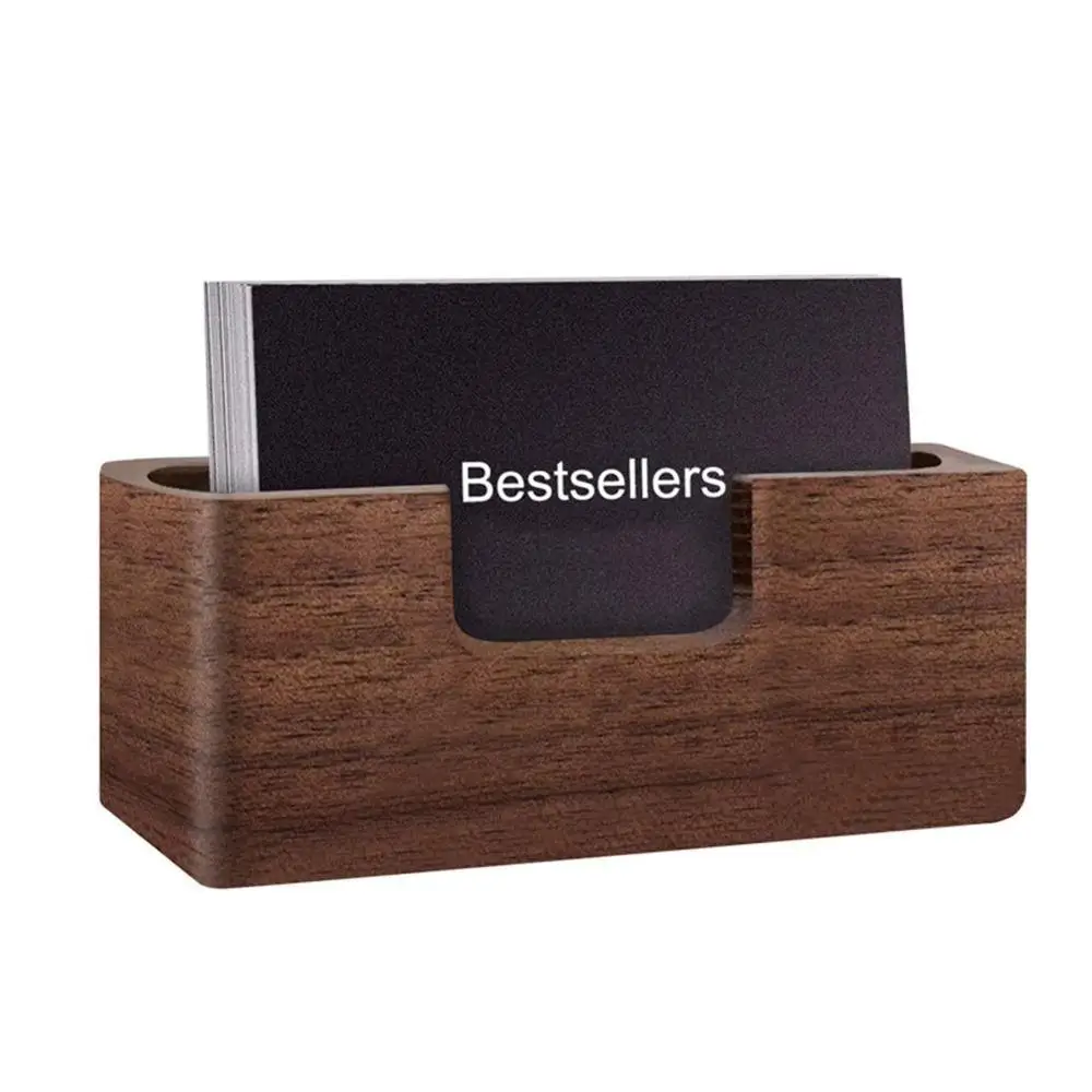 Wooden Business Card Holder Storage Case Box Office Name Display Stand Simple Solid Wood Creative Notes Folde | Канцтовары для