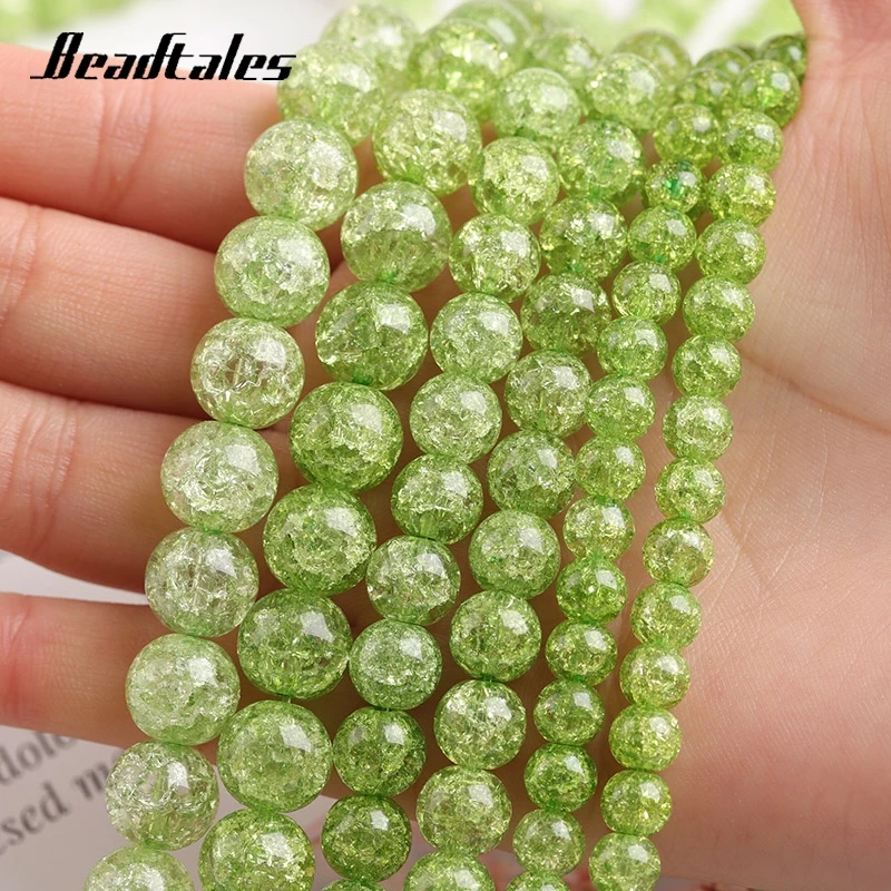

Natural Stone Green Crack Crystal Beads Round Loose Beads For Jewelry DIY Making Bracelet Accessories 15" 6/8/10mm Beadtales