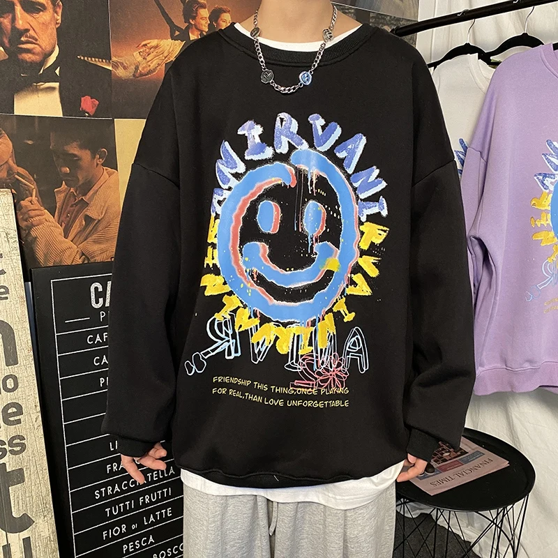 

Spring 2021 new style loose shirt Sustainable cotton Printed round neck Breathable sweatshirt for women
