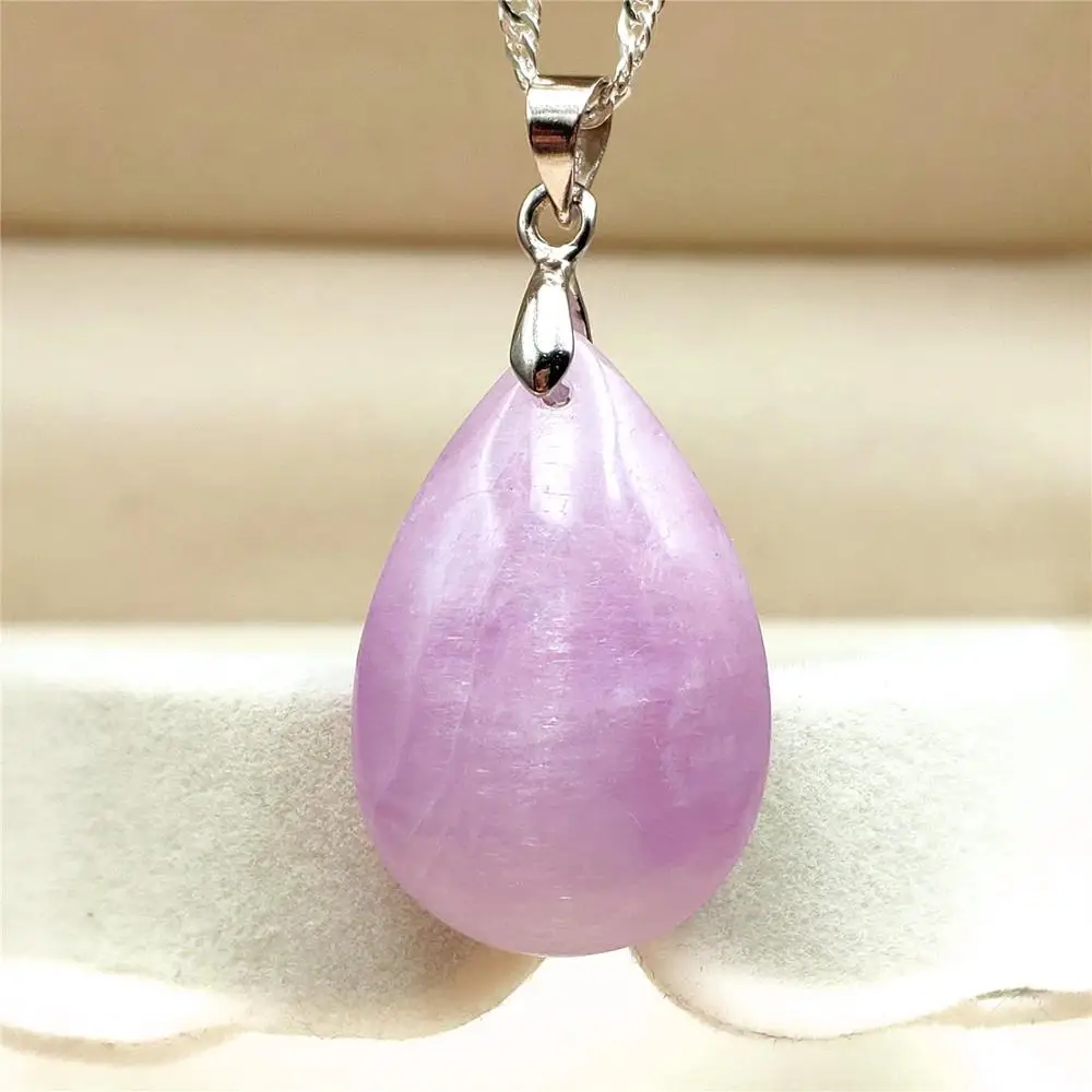 

Кулон из натурального фиолетового кварца 26 х18х9 мм кунцит с кристаллами кошачий глаз Капля воды женское ожерелье ювелирные изделия AAAAA