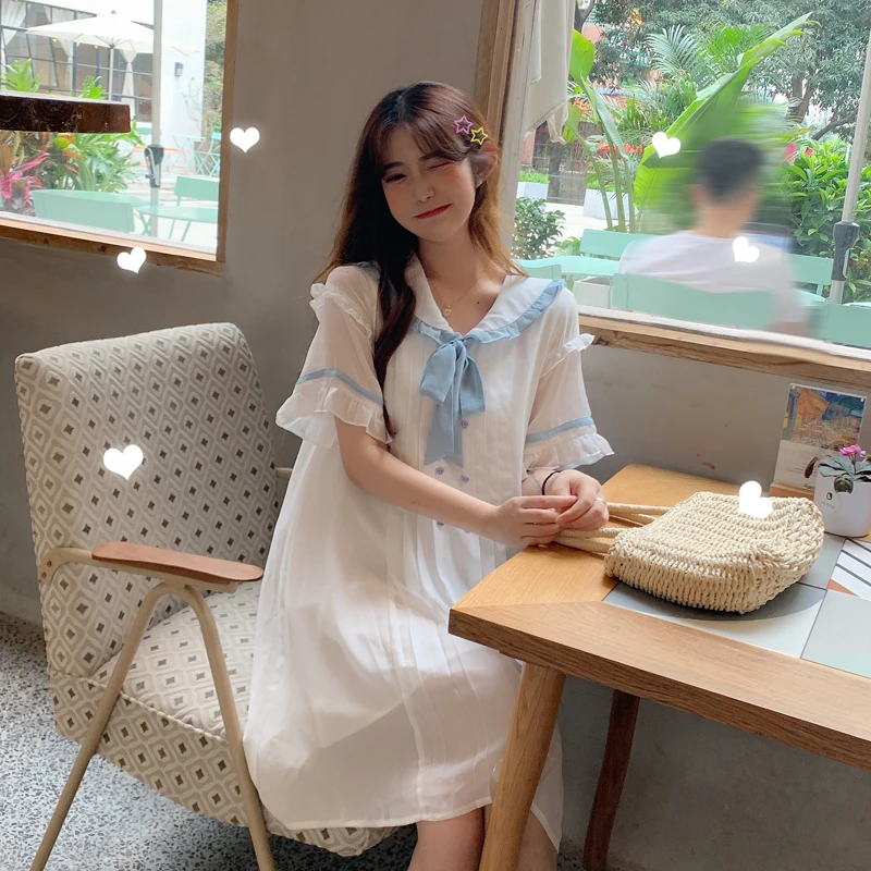 Женские летние Kawaii милые платья Ins Chic Ins милое платье с воротничком для куклы Женская милая панк-Одежда Harajuku для женщин пляж