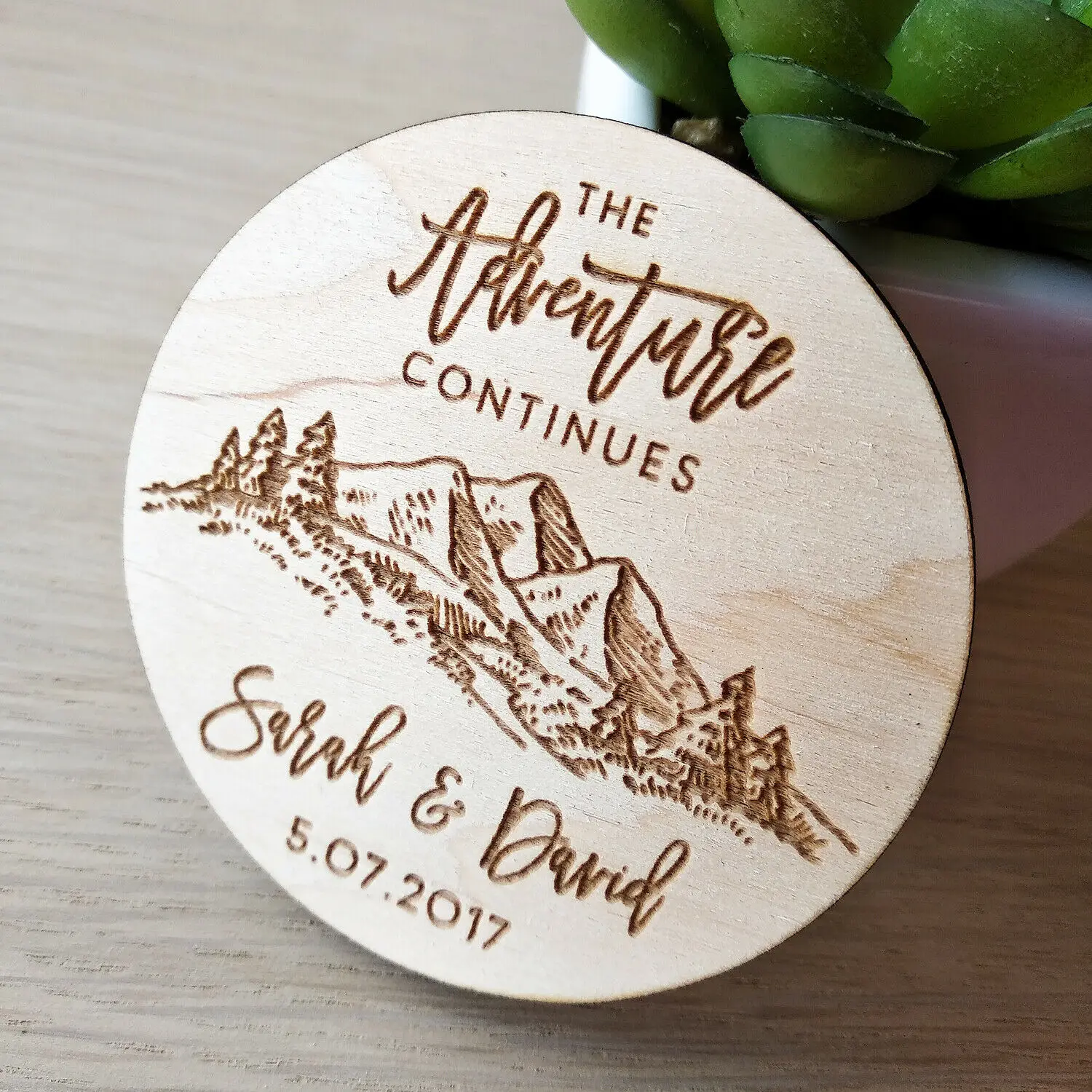 Сохраните дату Свадебное приглашение персонализированные деревянные магниты