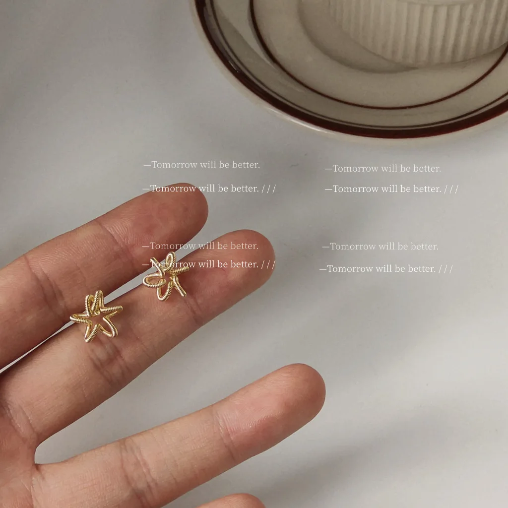 

925 Silver Needle Plated 14K Gold Irregular Stud Earrings Cute Earrings Funny Earrings Gifts for Women Bargains Earring