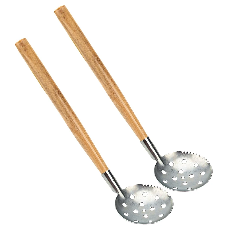 

2Pcs Iron Ice Skimmer Fishing Ice Scoop With Wood Handle Winter Ice Fishing Tool Promotion