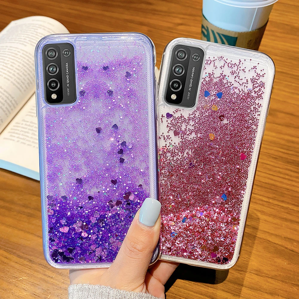 

For Huawei Honor 10X Lite Cases Liquid Quicksand Fundas Honor 10i 8X 9A 9X 20 20S For Huawei Nova 3 4 E 6 SE Mate 40 Pro Covers