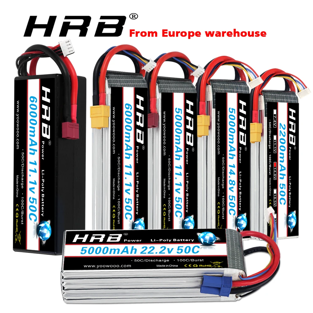 

Аккумулятор HRB Lipo 3S 4S 6S 5000 мАч 6000 мАч 3300 мАч 2200 мАч 11,1 В 50C lipo с разъемом XT60 deans, для радиоуправляемой машинки, вертолета, дрона, лодки