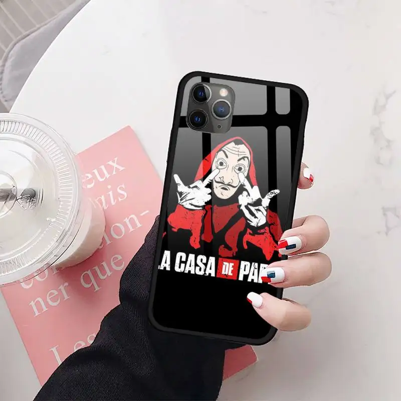 

La casa de papel coque Phone Case Tempered glass For iphone 11 12 PRO MAX X XS XR 7 8 plus