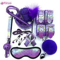 vrdios bdsm sex bondage set handcuffs nipple clamps gag whip sex products rope erotic toys for adults women anal butt plug tail