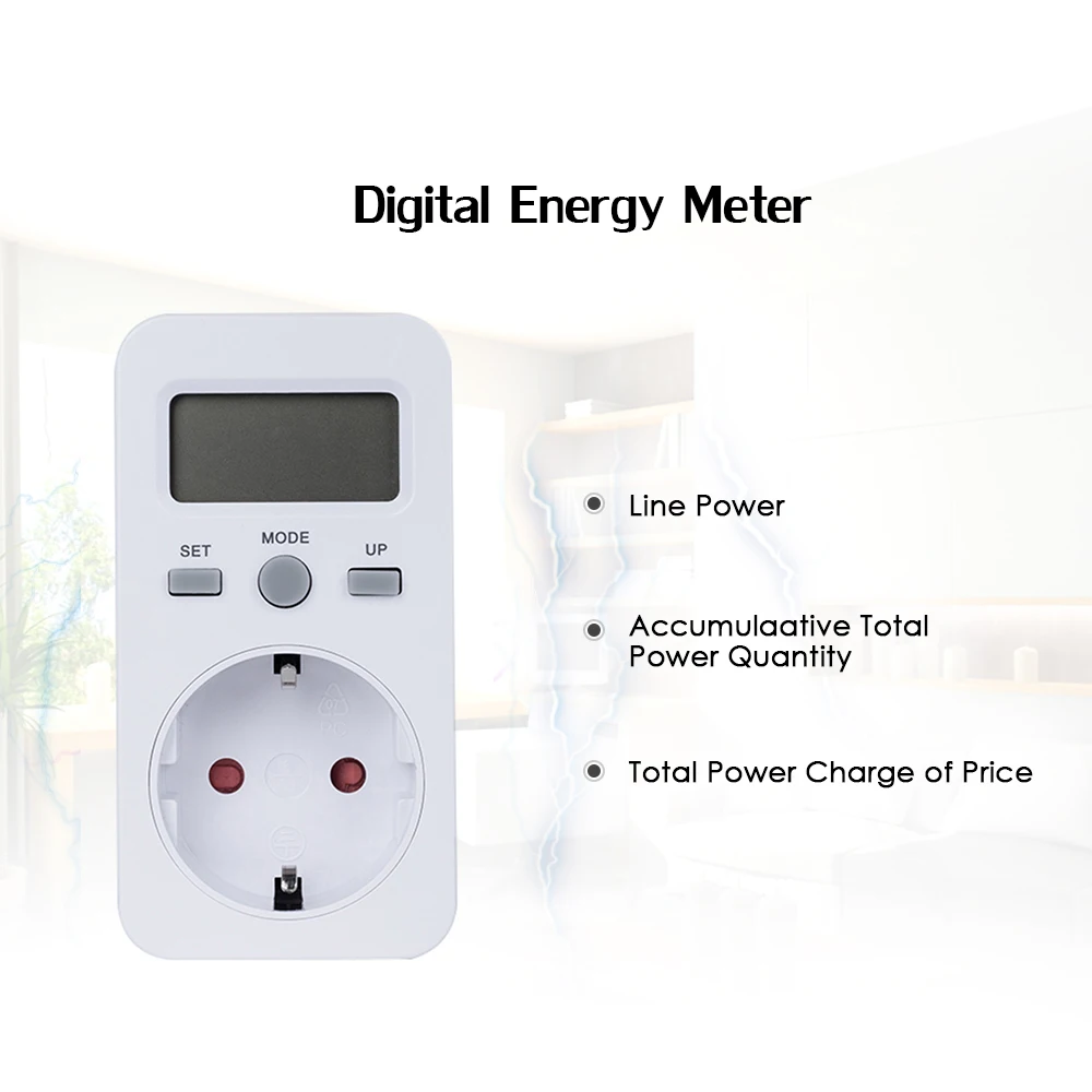 LCD Display Electricity Usage Power Meter Socket Energy Wattage KWH Consumption Cost Analyzer Monitor Outlet AC120V US Plug |