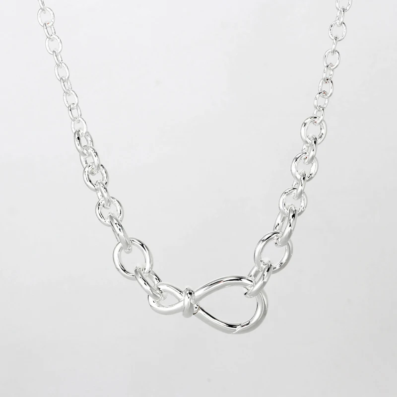 

2020 New Authentic 925 Sterling Silver pandora Chunky Infinity Knot Chain Necklace For Women DIY Jewelry S925 Charms