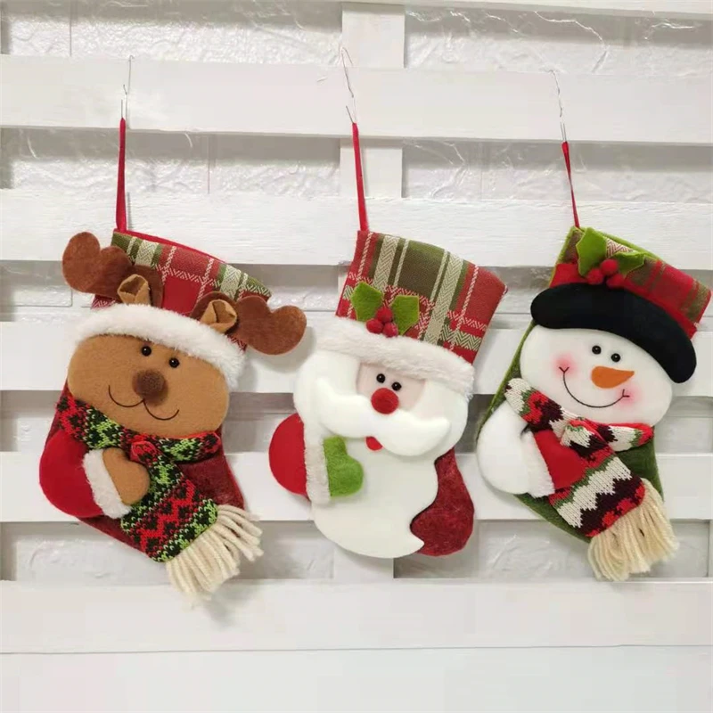Рождественская чулочная большая сумка для подарков на камине украшение носки Декор для дома Ёлка снеговик Санта Клаус.