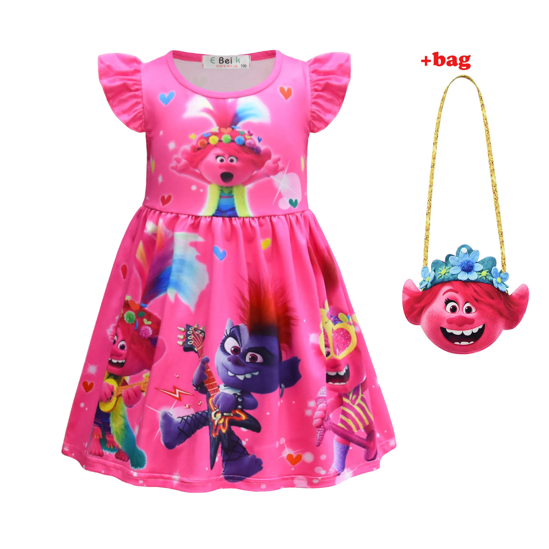 Детские костюмы для девочек платье + сумка костюм тролля Маскарадное на Хэллоуин