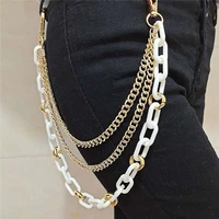 jean wallet key chain waist punk fashion 3 layer men jewelry acrylic chain pant belt chain keychain pant neon green chain