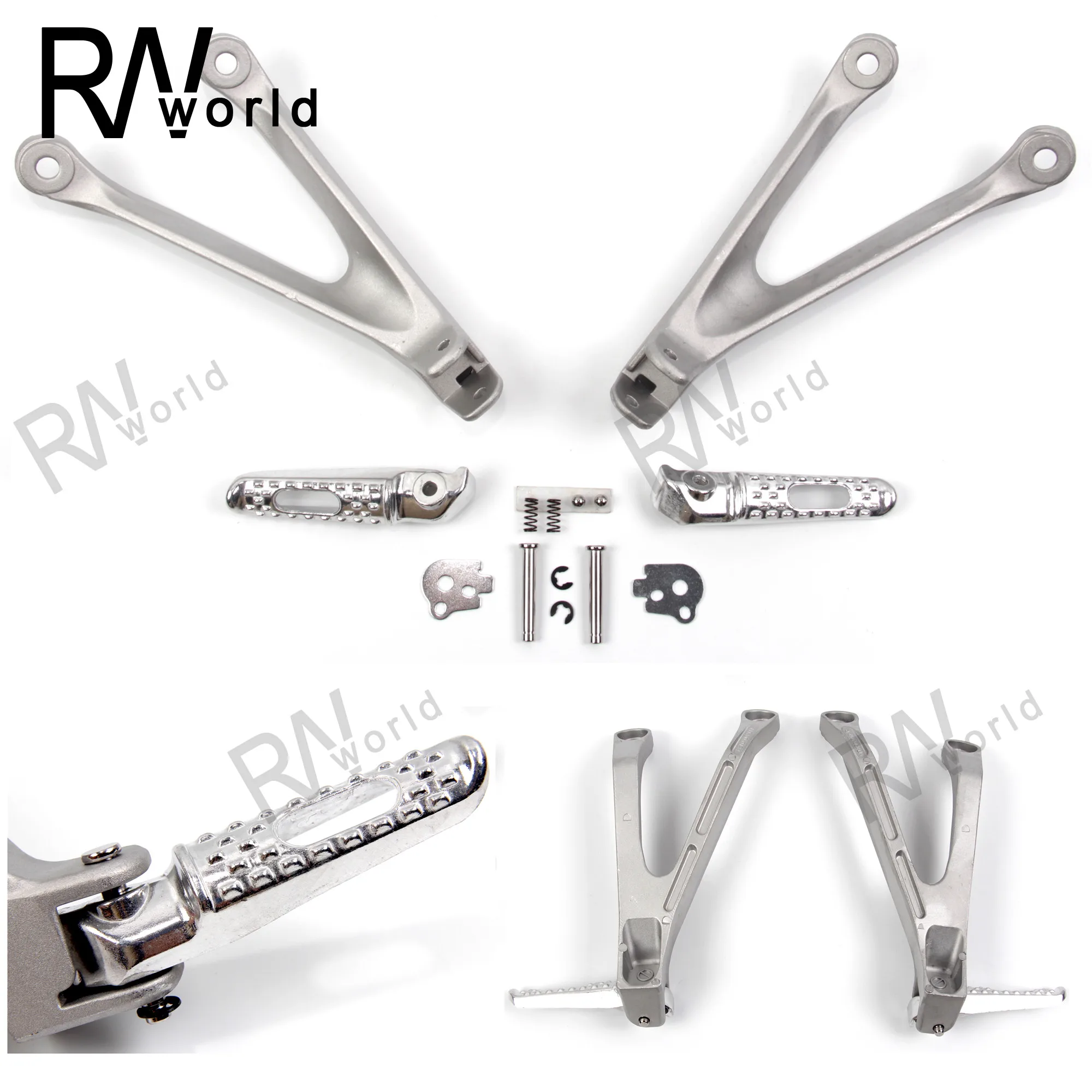 Мотоциклетные колышки для ног заднего всадника серебристо черные подножка