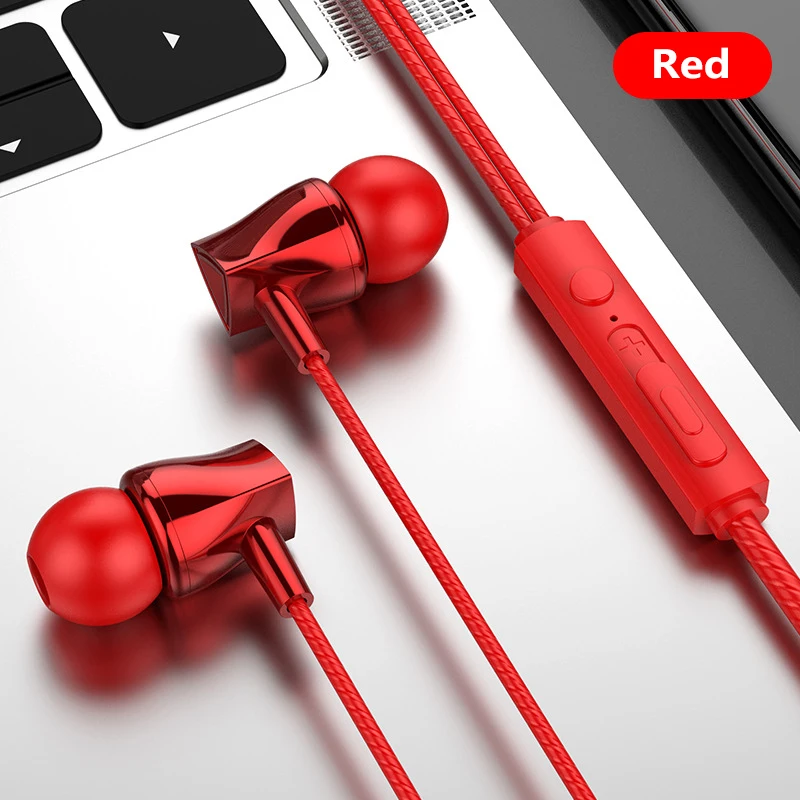 

3.5mm In-Ear Subwoofer Wired Stereo Earbuds Earphone With Built-in Microphone Compatible With Smartphones Tablets MP3 Headphones