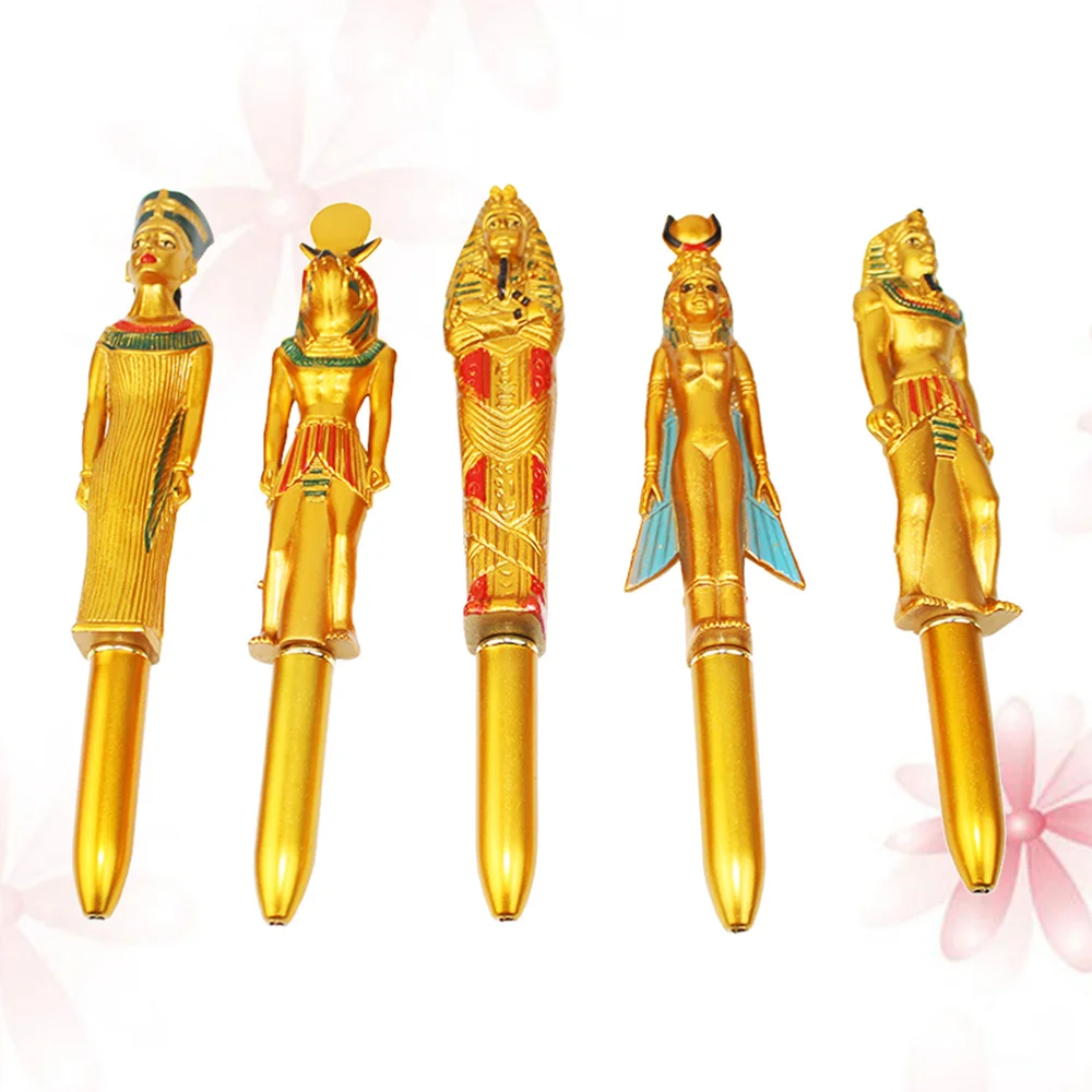 

5pcs Creative Ball-Point Pen Egyptian Character Pharaoh Shaped Craft Ball-Point Pen Promotional Activity Gift for Home Store Sch
