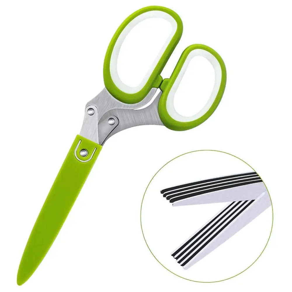 Multi-layer Green Onion Vegetable Scissors Five-layer Office Paper Shredding Kitchen | Дом и сад