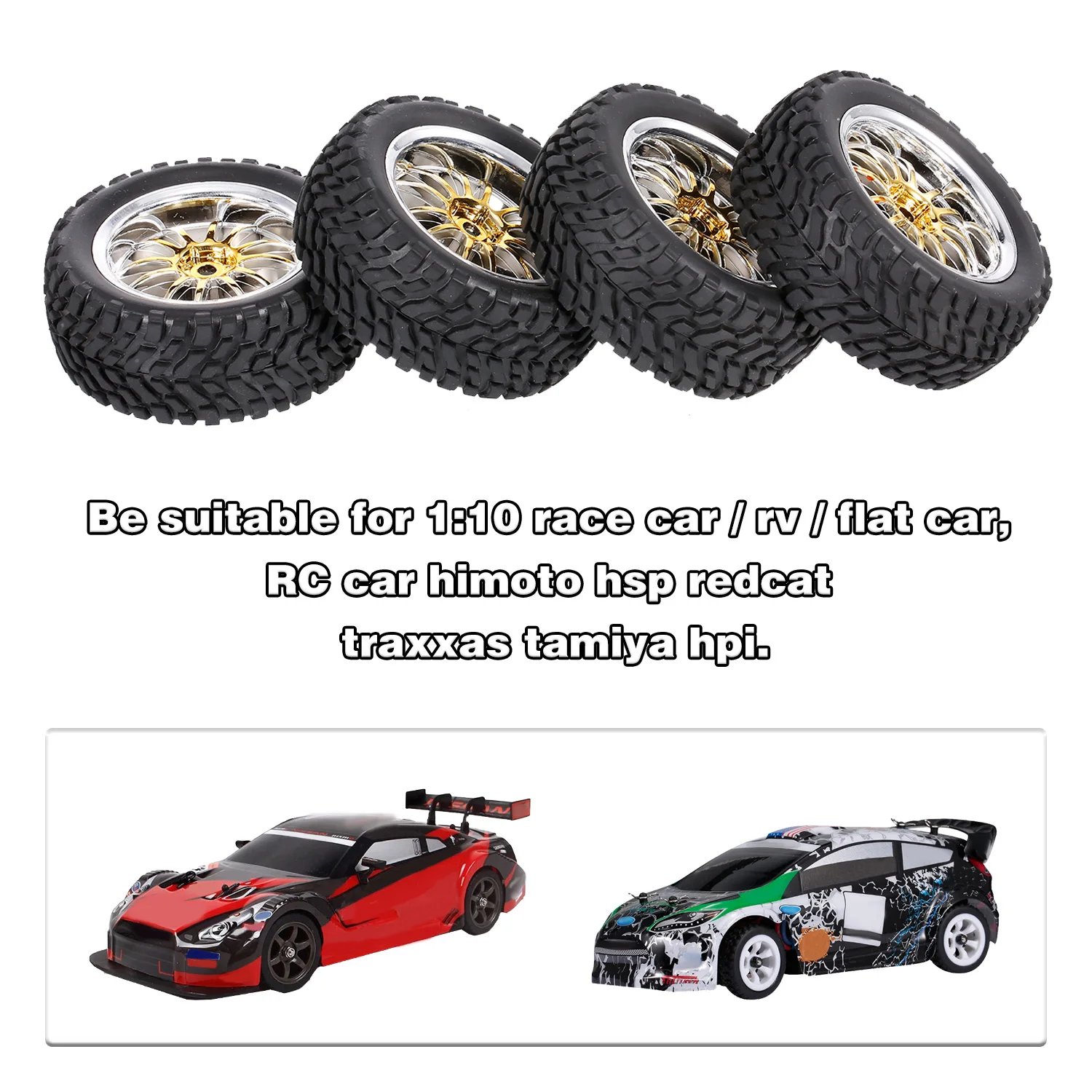 

4PCS 1/10 Rubber Tire RC Racing Car Tires For HSP Redcat Traxxas Tamiya HPI RC Car Part Diameter 65mm Tires RC Parts Accessories