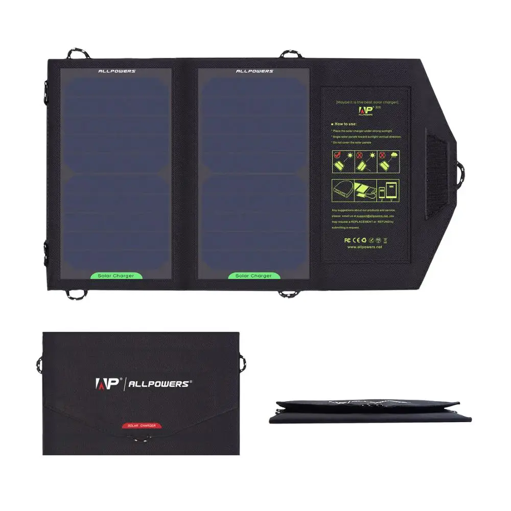

ALLPOWERS Solar Panel 10W 5V Solar Charger Portable Solar Battery Chargers Charging for Phone for Hiking Camping Outdoors