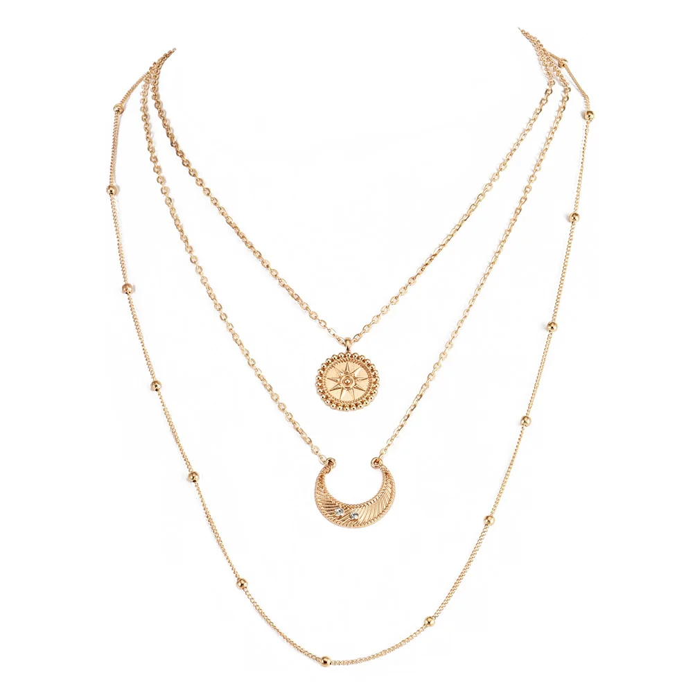 Модное многослойное женское ожерелье ALYXUY с подвеской в виде Солнца и Луны