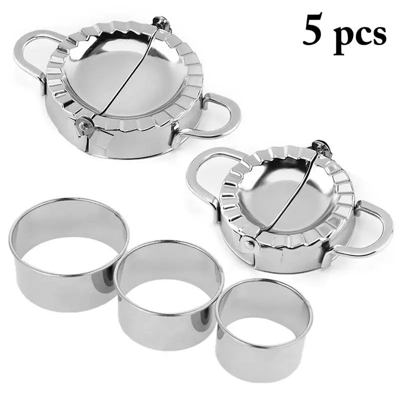 

5 Pcs/Set Creative Dumpling Mold Stainless Steel Dumpling Press Cutter Lazy Must-Ravioli Making Mold Kitchen Gadget Sets