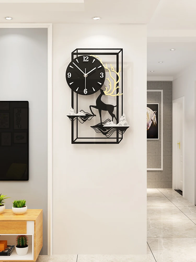 

Creative Silent Wall Clock Large Art Deer Living Room Nordic Acrylic Wall Clock Mechanism Duvar Saati Home Decoration 50