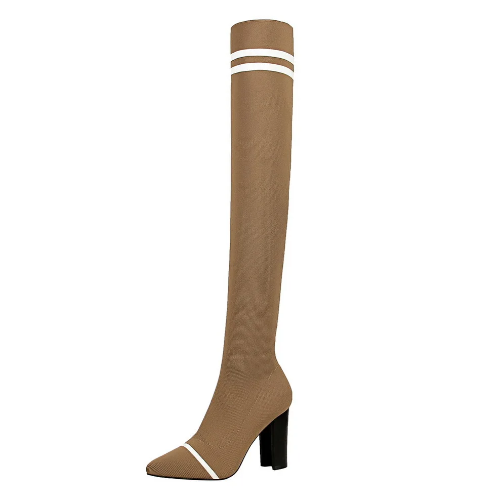 

Sharp Wool Sexy Thin Overknee Boots Trend Thin heel High heel