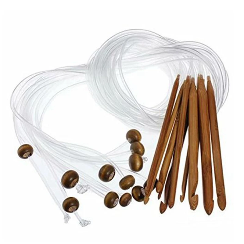 Бамбуковый гибкий Афган тунисский ковер крючком Крючки Иглы на ранге прозрачный