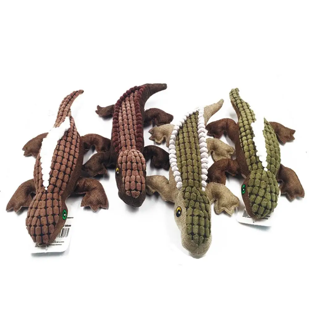 

Pet Plush Chew Sounding Toy Dog Cleaning Teeth Molar Squeak Toys Cartoon Animals Crocodile Shaped Puppy Interactive Biting Toy