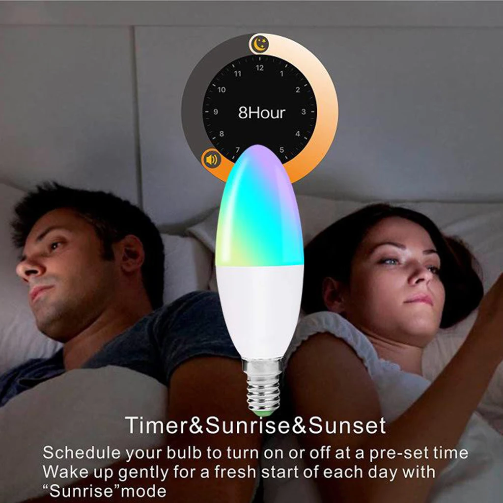 

Умная лампа, 6 Вт, изменение цвета, Wi-Fi, E27, RGB, светодиодная лампа в виде свечи для Alexa APP Google