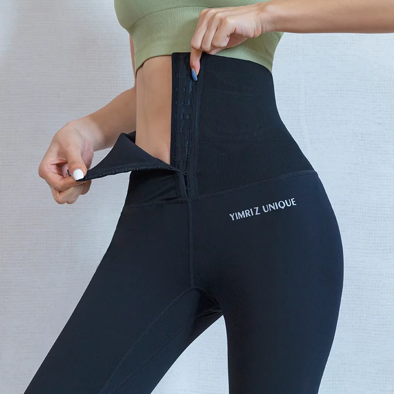 

Women High Waist Leggings Tights Gym Fitness Sports Pilates Yoga with Adjustable Abdomen Belt Female Compression Quick Dry Pants