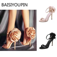 european and american big flowers sandals high heels women shoes banquet fashion solid party thin heels heel sandals sexy party