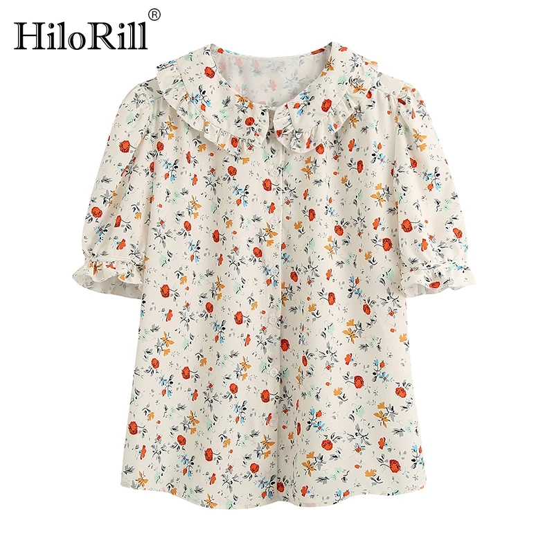 HiloRill милая блузка с цветочным принтом женская летняя оборками и бабочкой