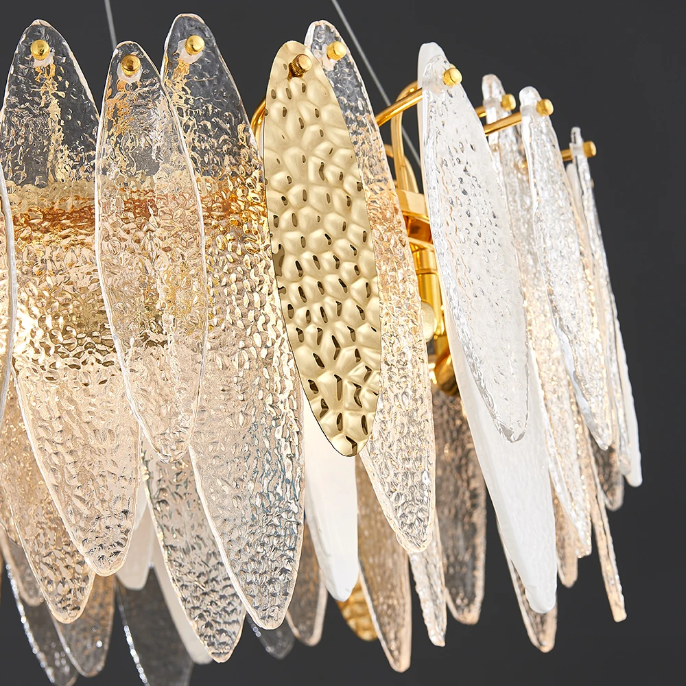 

Luxury modern chandeliers for living room round gold hanging light fixture dining room bedroom decor smoky gray/white glass lamp