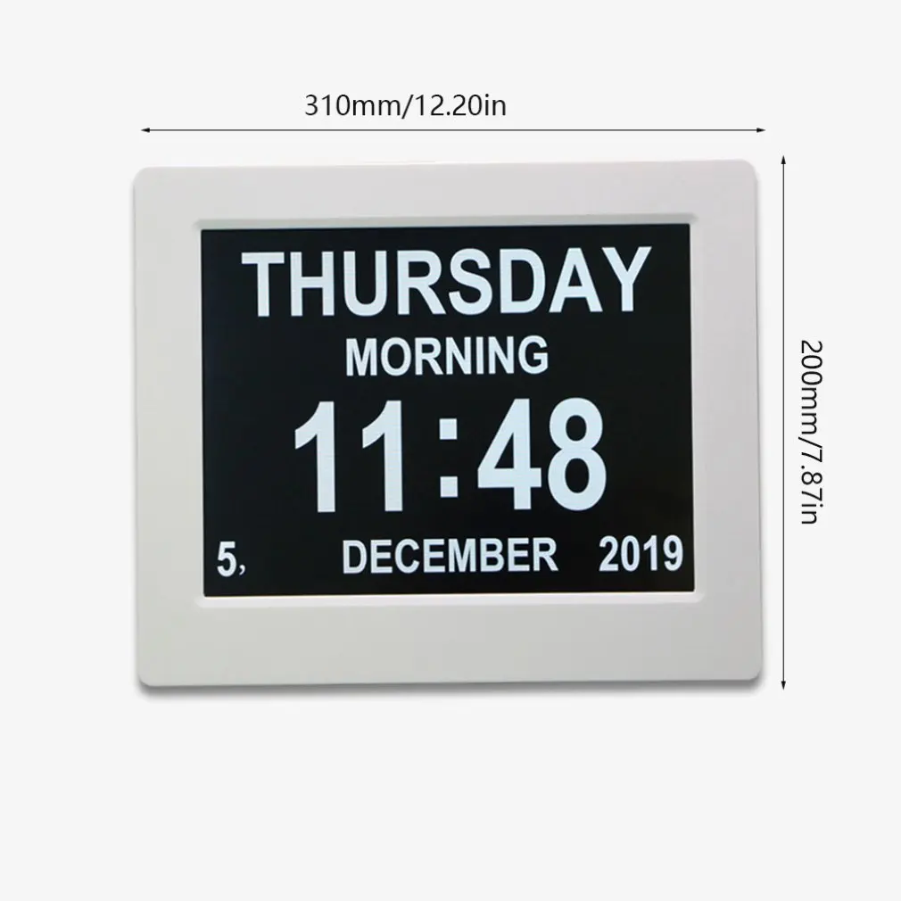 

8-Inch Digital Clock Machine Electronic Calendar Clock Machine Elderly Medication Reminder Abs-Led Screen