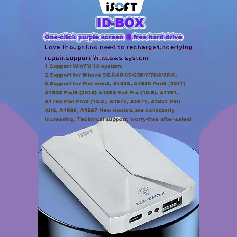 

ID BOX free hard disk programmer one-click purple screen DFU mode data read and write unbinding wifi for ip6-x and ipad series