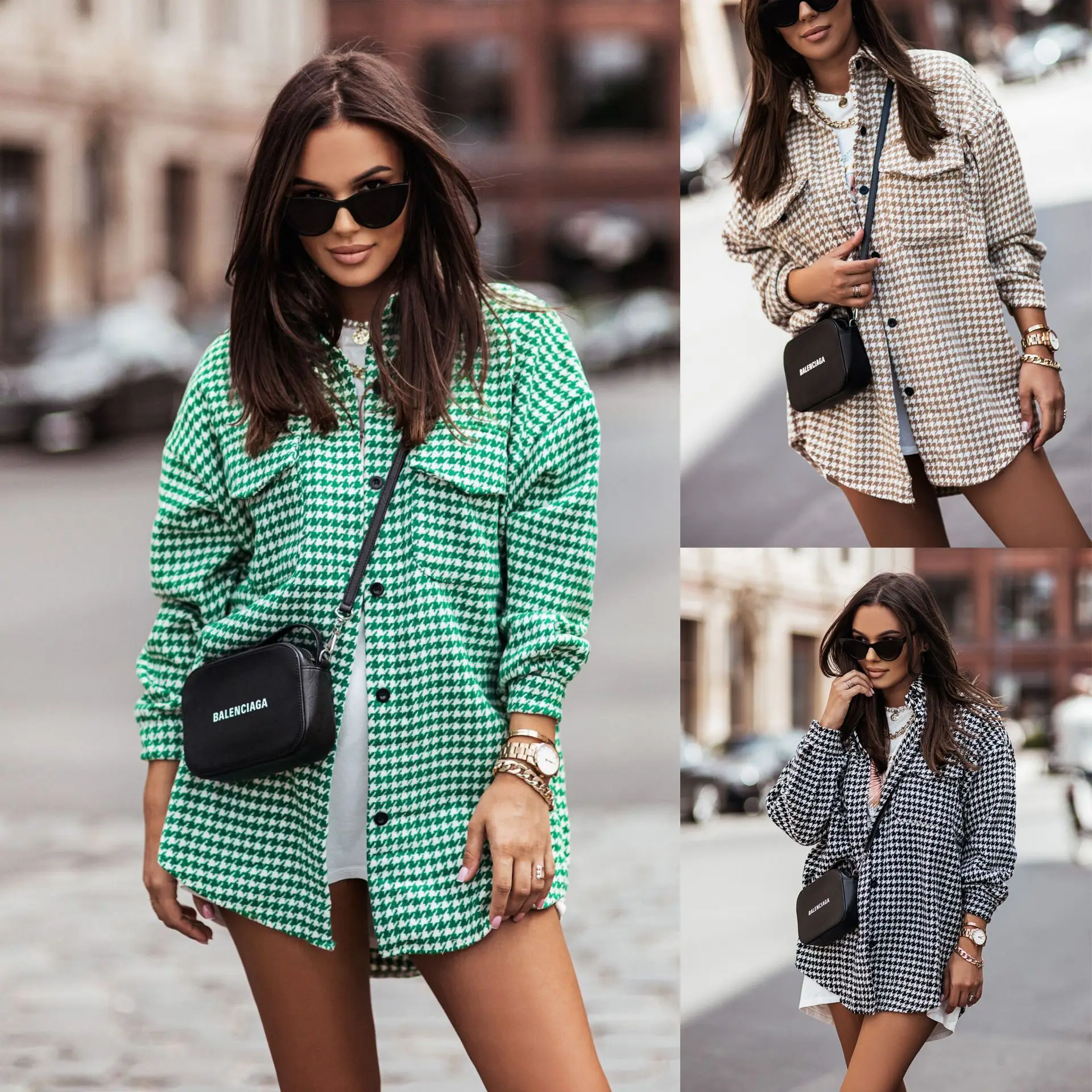 

Women's Top Autumn and Winter Plaid Long Sleeve New Mid-Length Shirt