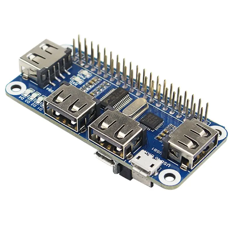 

4 Ports USB HUB HAT For Raspberry Pi 3 / 2 / Zero W Extension Board USB To UART For Serial Debugging Compatible With USB2.0/1.1