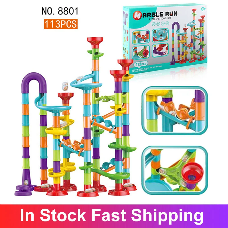 Мраморный гоночный лабиринт Шариковая воронка горка кирпичи игрушки трек шар