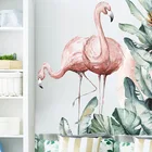 Тропическая роспись черепаха лист Фламинго домашнее украшение Настенная Наклейка самоклеящаяся Гостиная Декор ПВХ фрески виниловый постер