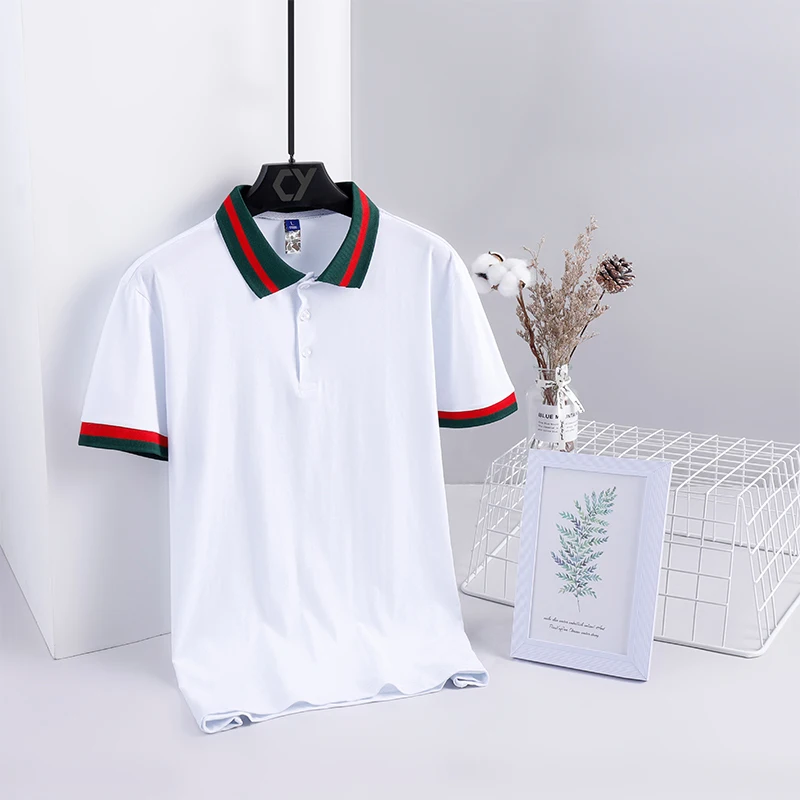 

Summer T-shirt polo shirt men's short sleeve fashion brand collared Lapel T-shirt tight half sleeve social spirit guy's clothes