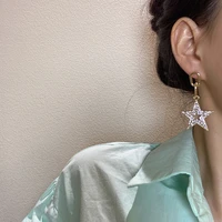 2021 new korean concise long star pendant earrings womens exquisite chain design full diamond earrings luxury jewellery fashion