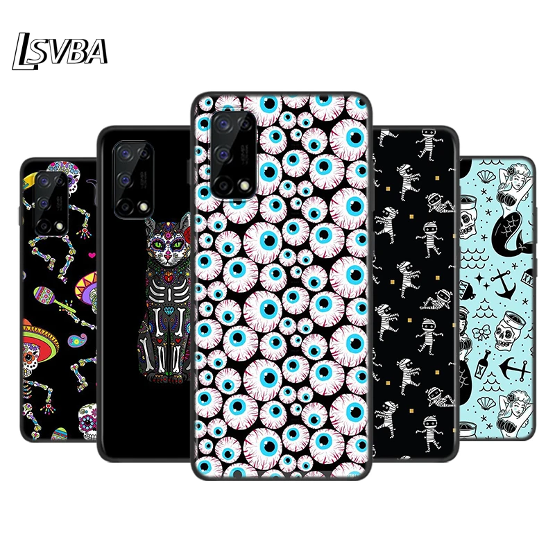 

Flower Skull Cat Silicone Cover For Realme V15 X50 X7 X3 Superzoom Q2 C11 C3 7i 6i 6s 6 Global Pro 5G Phone Case