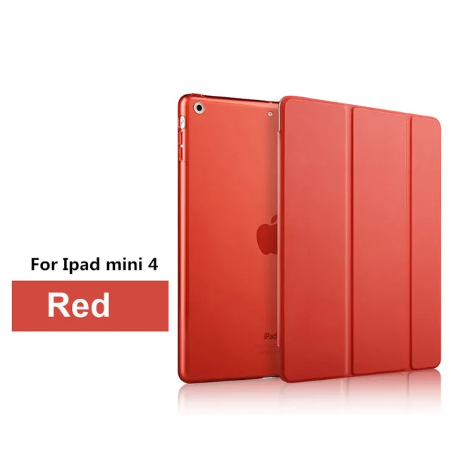 Red for mini 4 Роскошный ультра тонкий PU кожаный флип-Стенд противоударный чехол для Apple Ipad Mini 1 2 3 4 Чехлы для I Pad Ipadmini Cuero Fundas - Цвет: Red for mini 4