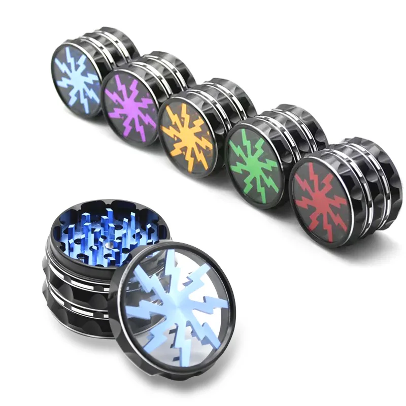 

4 Layer Tobacco Weed Grinder 63mm Aluminum Alloy Popular Lightning Metal Grinder Accessories Spice Weed Cutter