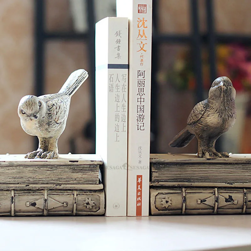 Винтажный книжный наконечник с птицами из смолы для полок держатель подставка